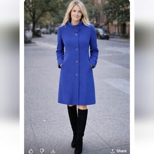Electre Paris Pure Virgin Wool Coat In Electric Blue.